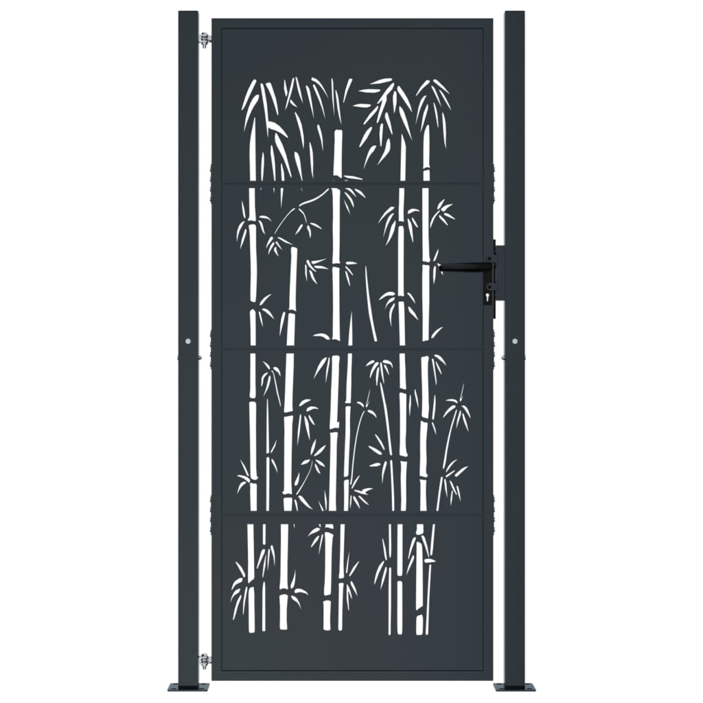 Garden Gate Anthracite 105x205 cm Steel Bamboo Design