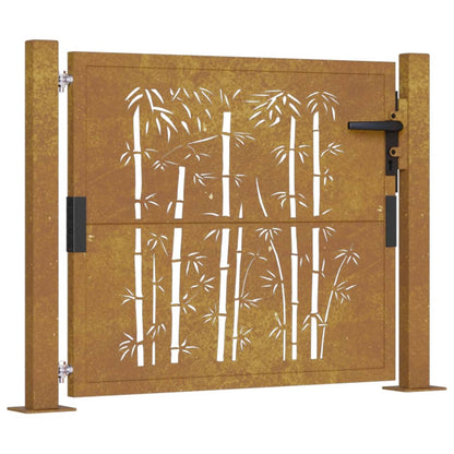 Garden Gate 105x105 cm Corten Steel Bamboo Design