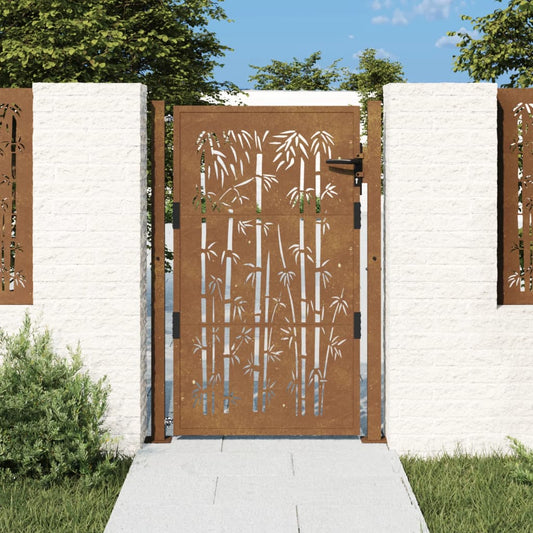 Garden Gate 105x130 cm Corten Steel Bamboo Design