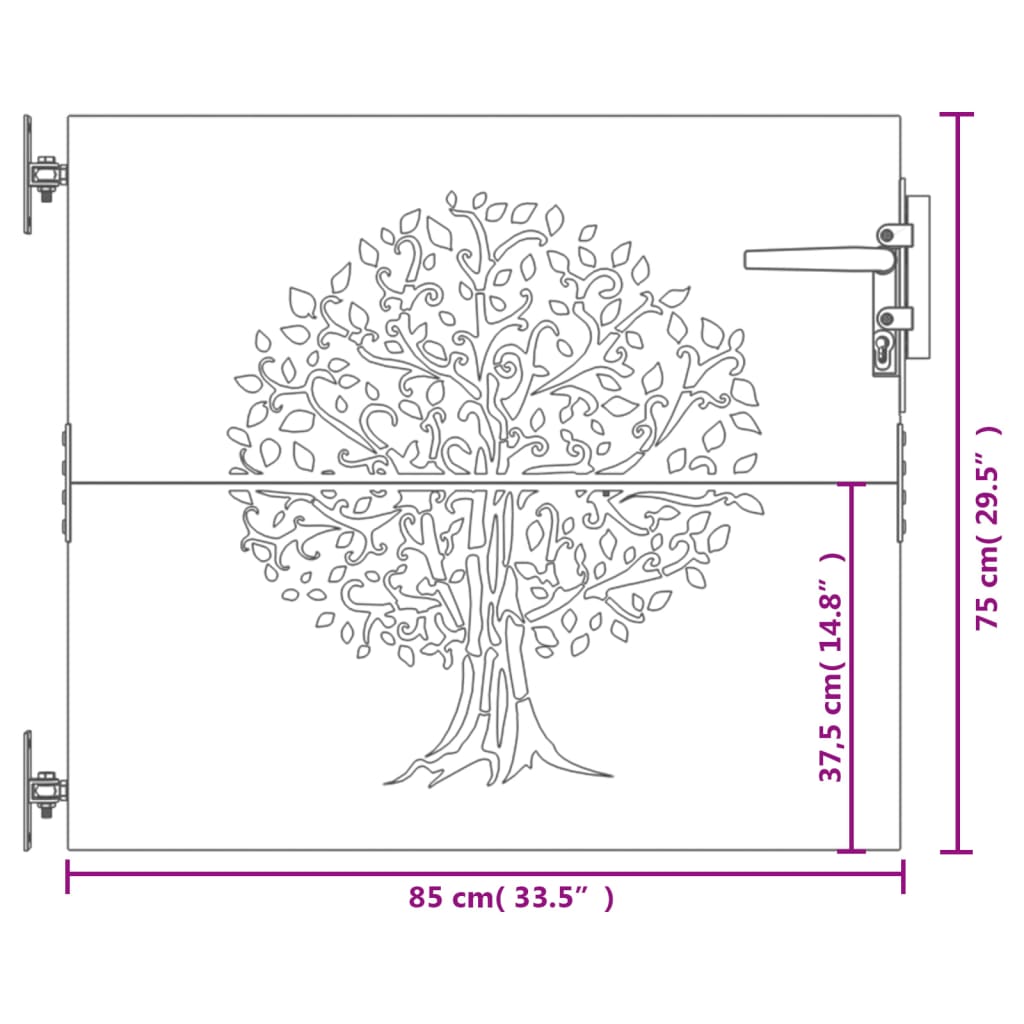 Garden Gate 85x75 cm Corten Steel Tree Design