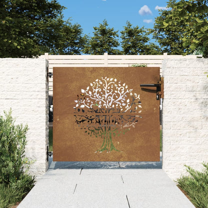 Garden Gate 85x75 cm Corten Steel Tree Design