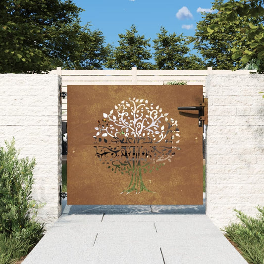 Garden Gate 85x100 cm Corten Steel Tree Design