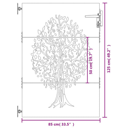 Garden Gate 85x125 cm Corten Steel Tree Design