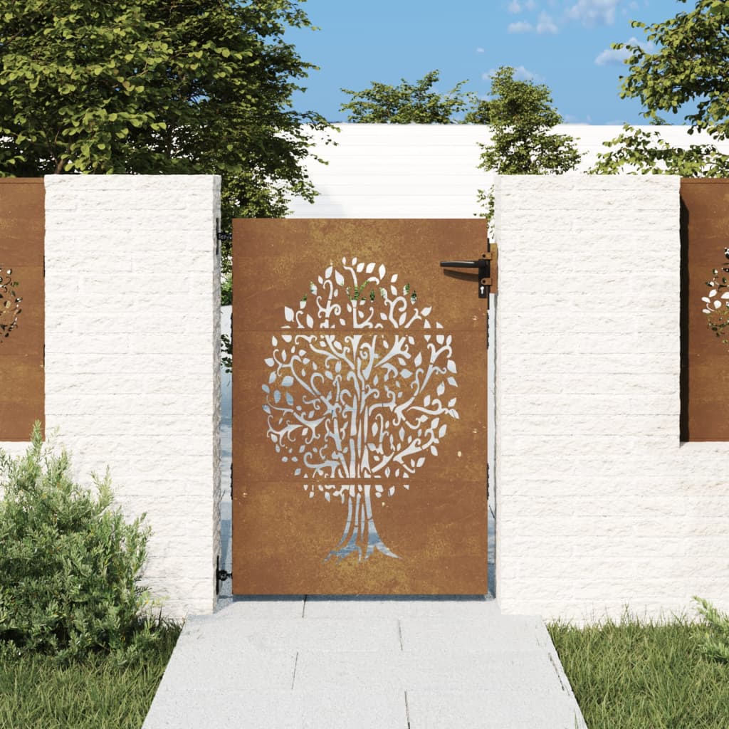 Garden Gate 85x125 cm Corten Steel Tree Design