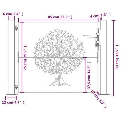 Garden Gate 105x80 cm Corten Steel Tree Design