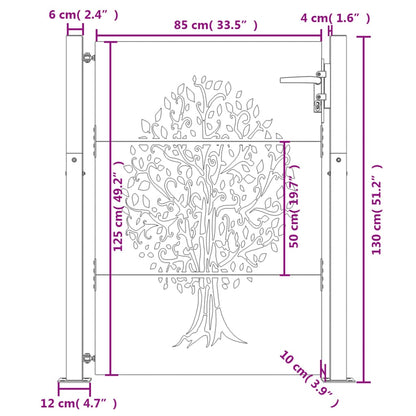 Garden Gate 105x130 cm Corten Steel Tree Design