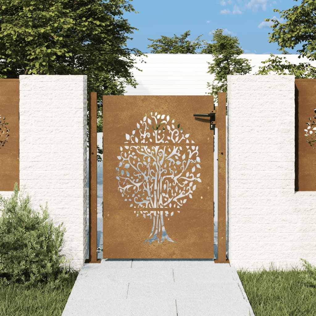 Garden Gate 105x130 cm Corten Steel Tree Design