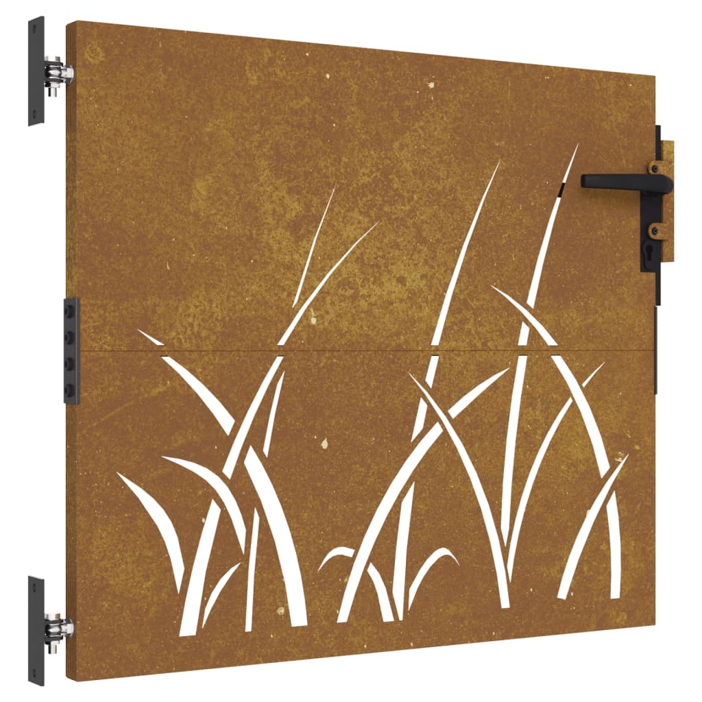 Garden Gate 85x75 cm Corten Steel Grass Design