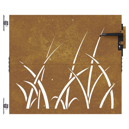 Garden Gate 85x75 cm Corten Steel Grass Design