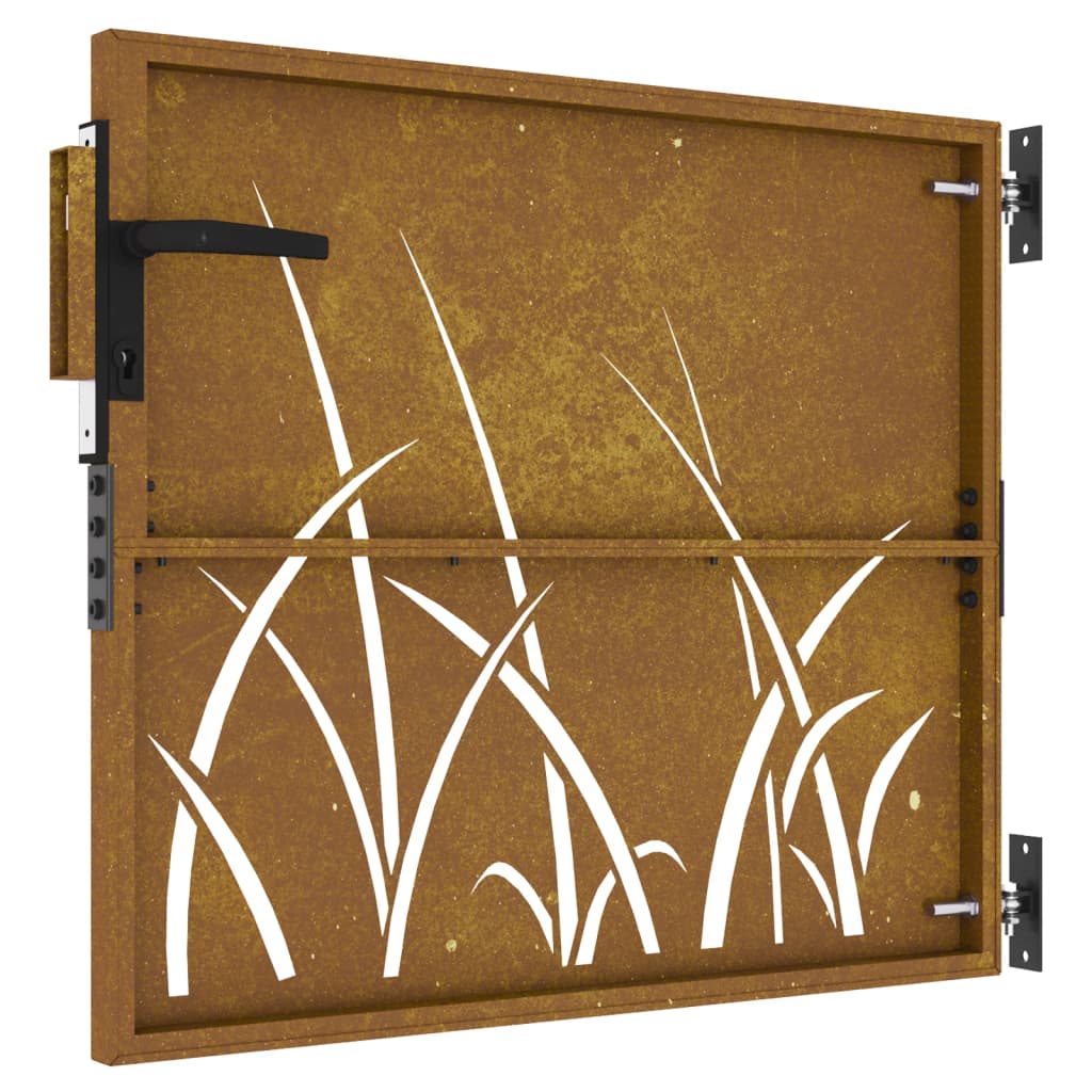 Garden Gate 85x75 cm Corten Steel Grass Design