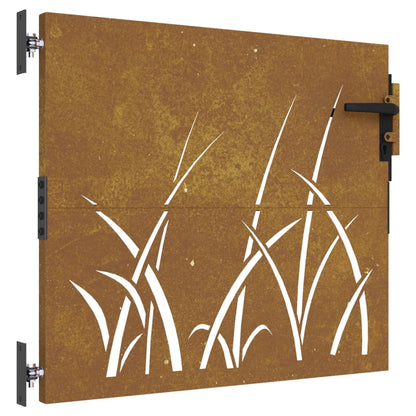 Garden Gate 85x100 cm Corten Steel Grass Design