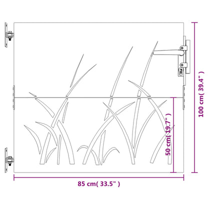 Garden Gate 85x100 cm Corten Steel Grass Design