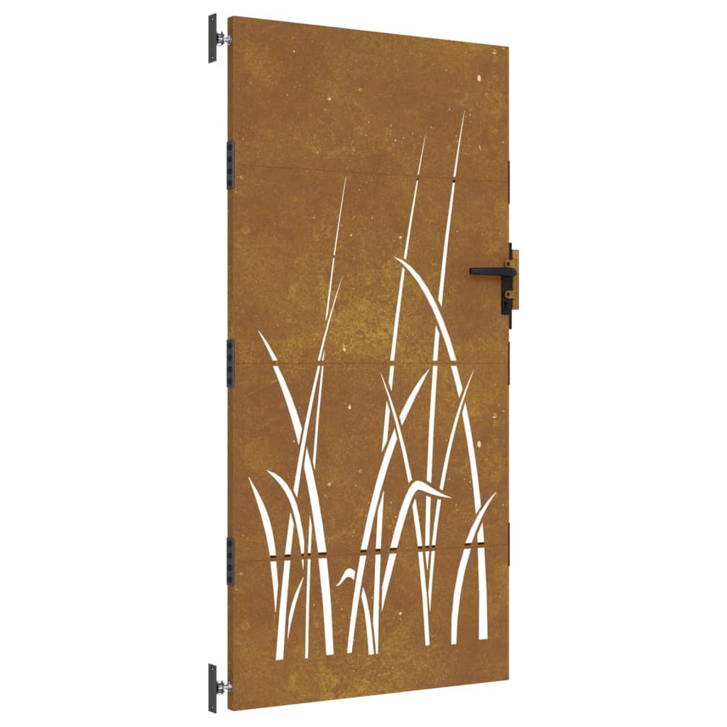 Garden Gate 85x200 cm Corten Steel Grass Design