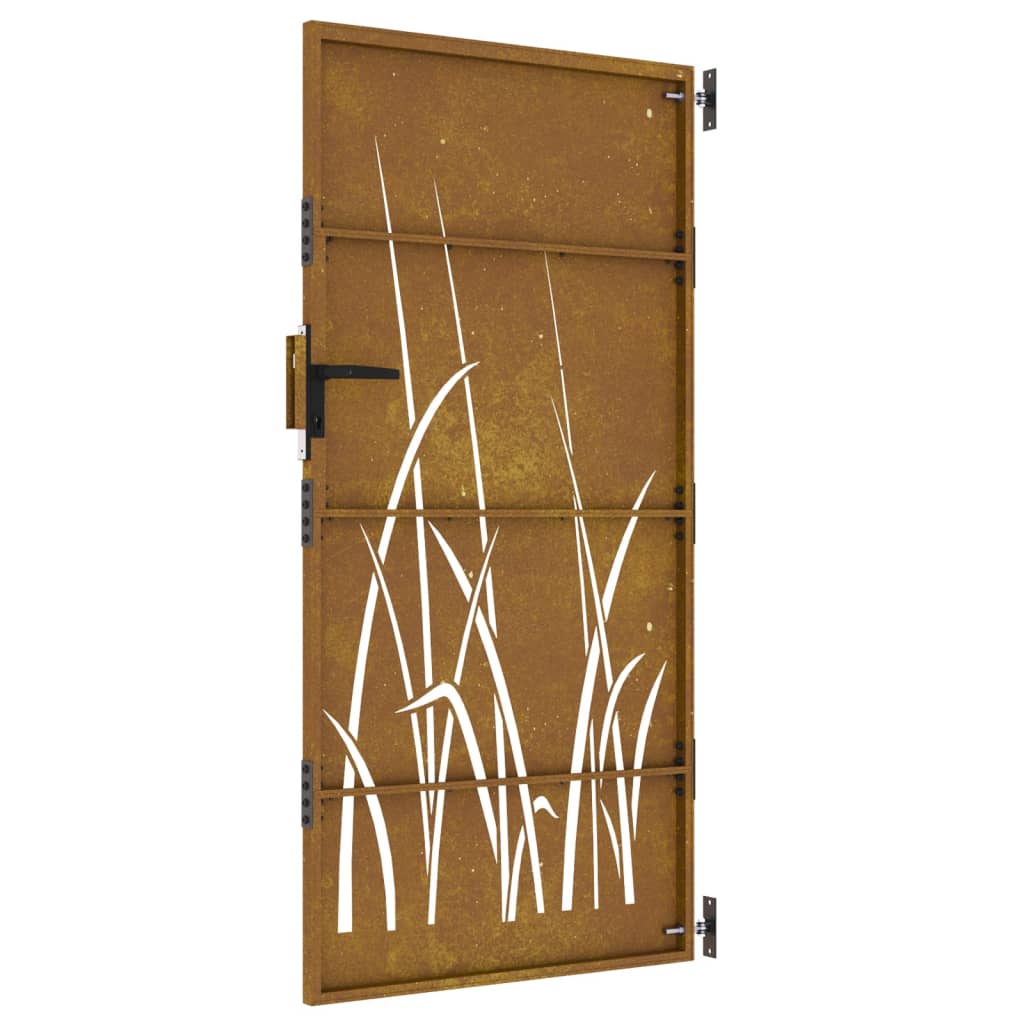 Garden Gate 85x200 cm Corten Steel Grass Design