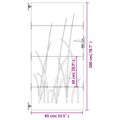 Garden Gate 85x200 cm Corten Steel Grass Design