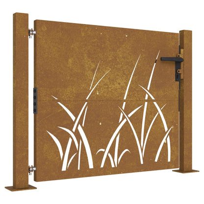 Garden Gate 105x80 cm Corten Steel Grass Design