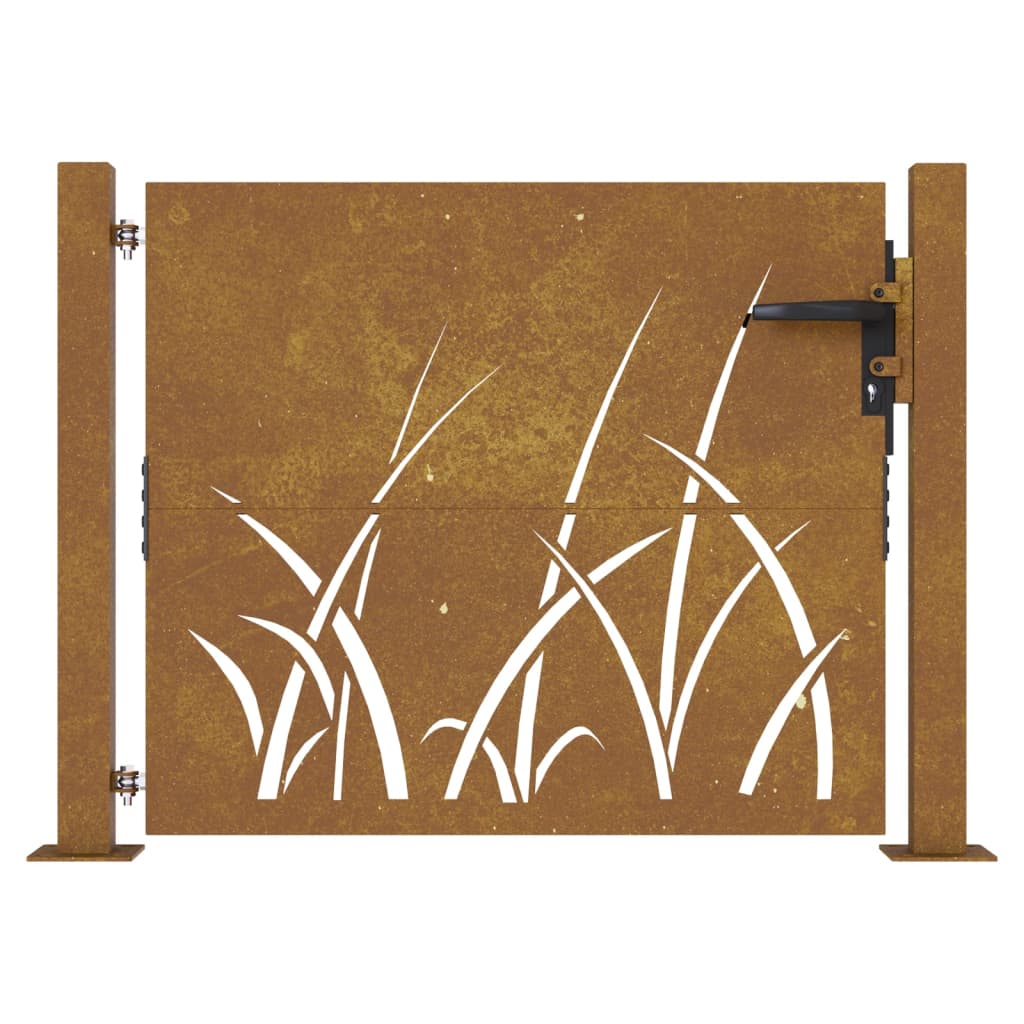 Garden Gate 105x80 cm Corten Steel Grass Design