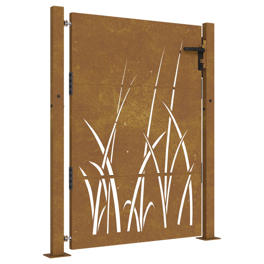 Garden Gate 105x130 cm Corten Steel Grass Design