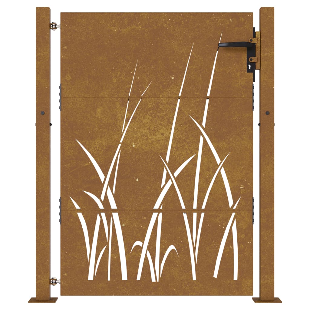 Garden Gate 105x130 cm Corten Steel Grass Design