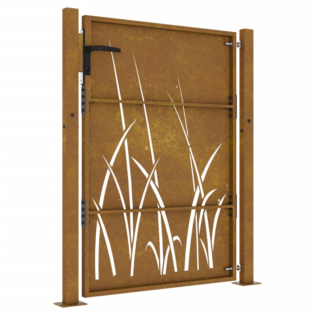 Garden Gate 105x130 cm Corten Steel Grass Design