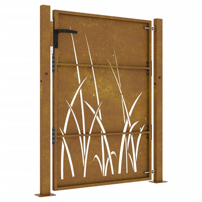 Garden Gate 105x130 cm Corten Steel Grass Design