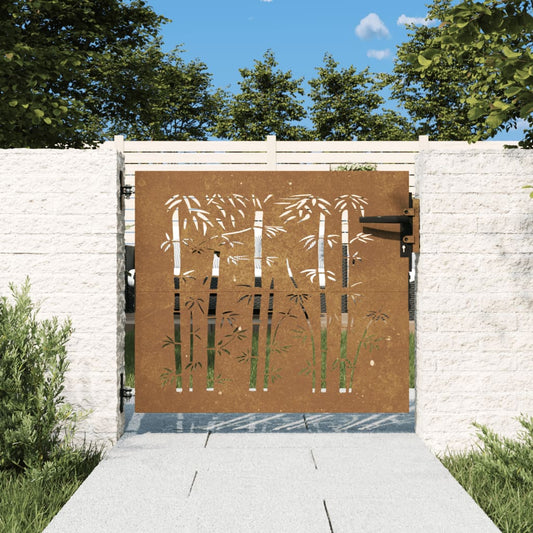 Garden Gate 85x75 cm Corten Steel Bamboo Design