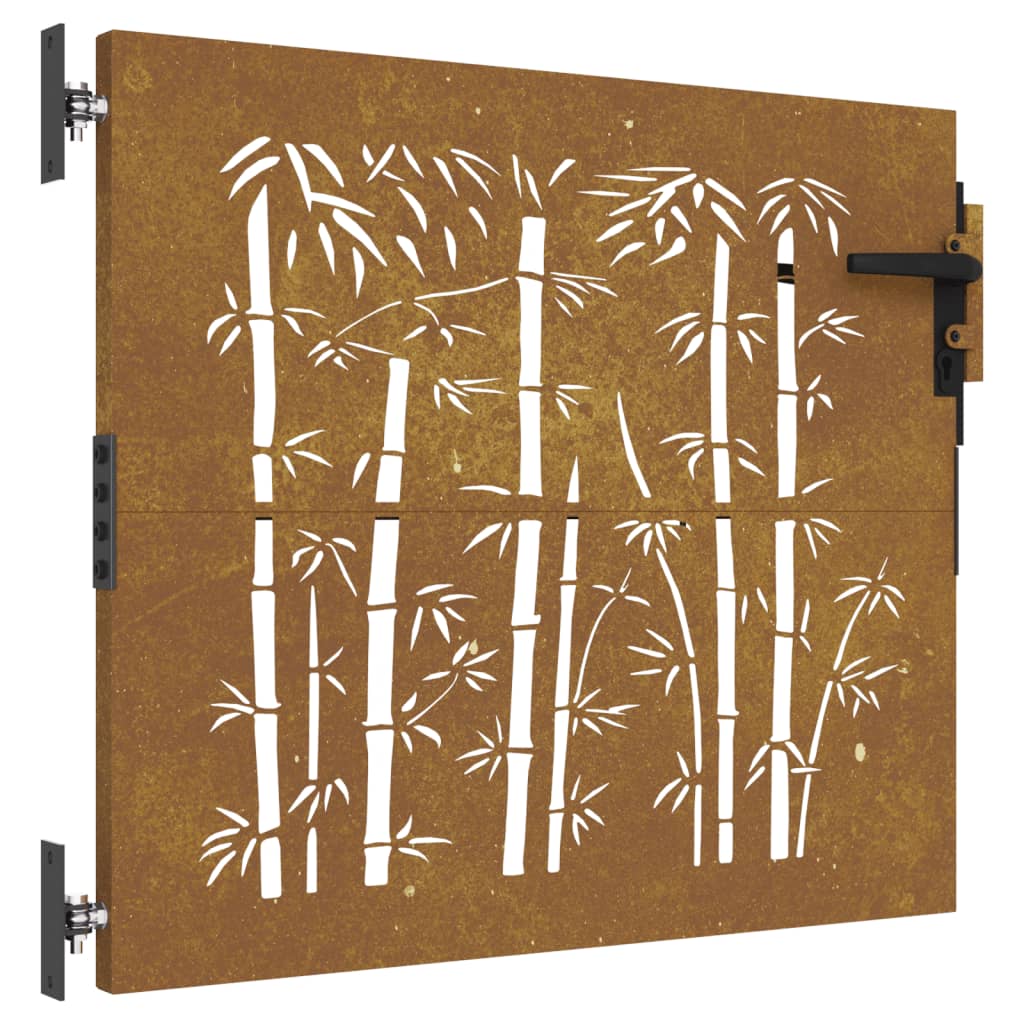 Garden Gate 85x100 cm Corten Steel Bamboo Design