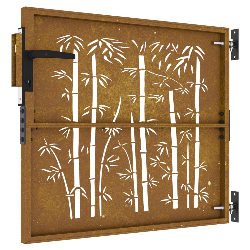 Garden Gate 85x100 cm Corten Steel Bamboo Design