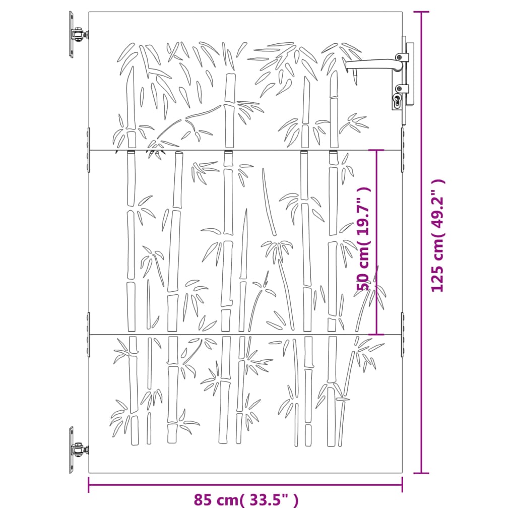 Garden Gate 85x125 cm Corten Steel Bamboo Design