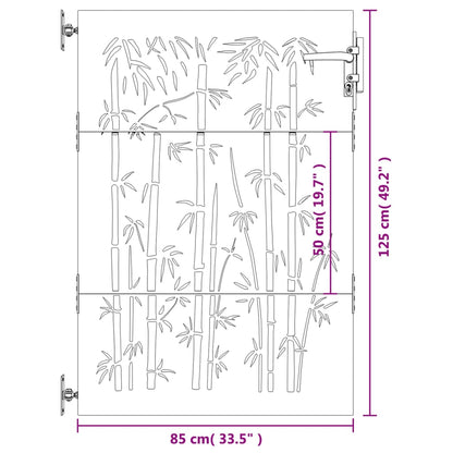 Garden Gate 85x125 cm Corten Steel Bamboo Design