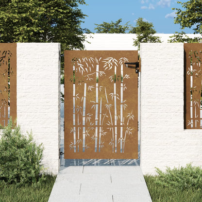 Garden Gate 85x125 cm Corten Steel Bamboo Design