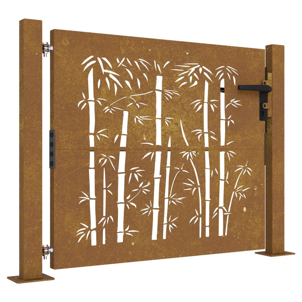 Garden Gate 105x80 cm Corten Steel Bamboo Design