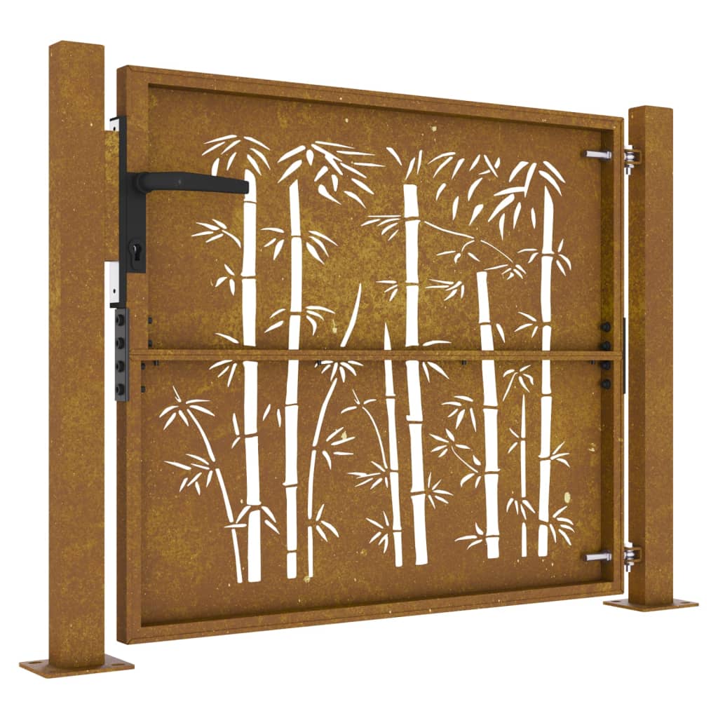 Garden Gate 105x80 cm Corten Steel Bamboo Design