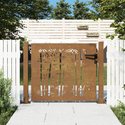 Garden Gate 105x80 cm Corten Steel Bamboo Design