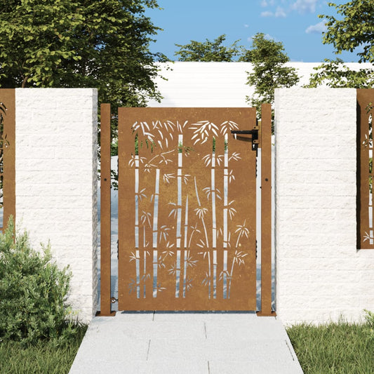 Garden Gate 105x130 cm Corten Steel Bamboo Design