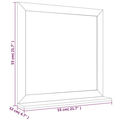 Wall Mirror 55x55 cm Solid Wood Walnut