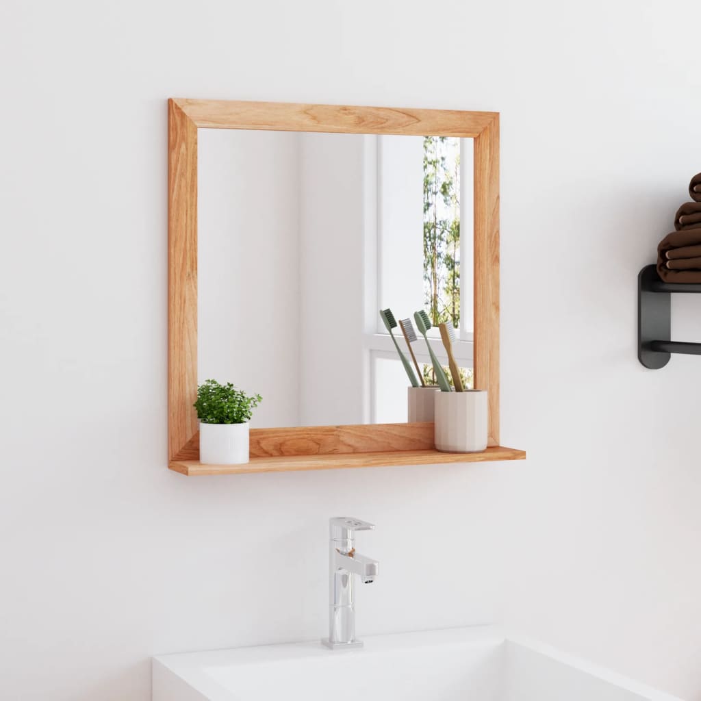 Wall Mirror 55x55 cm Solid Wood Walnut