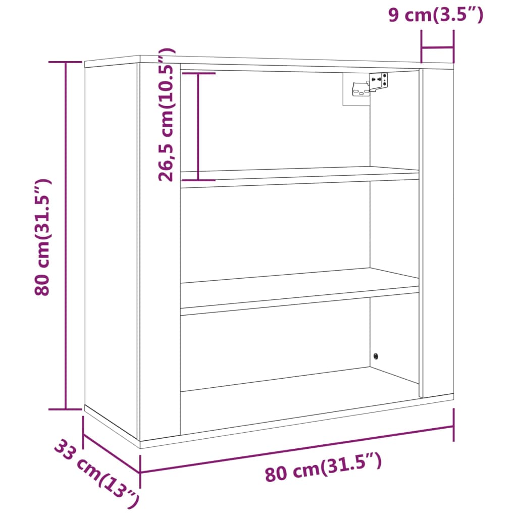 Wall Cabinet Sonoma Oak 80x33x80 cm Engineered Wood