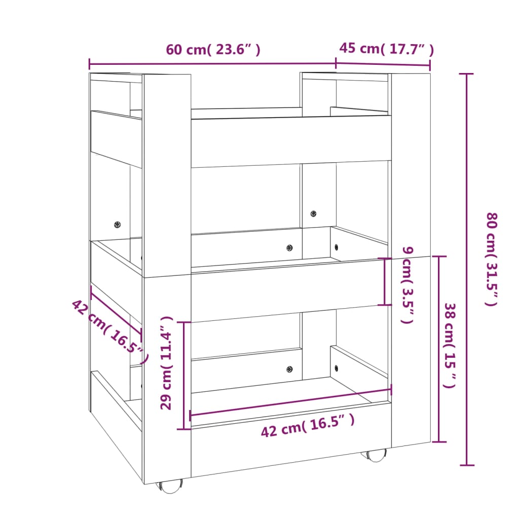 Kitchen Trolley White 60x45x80 cm Engineered Wood