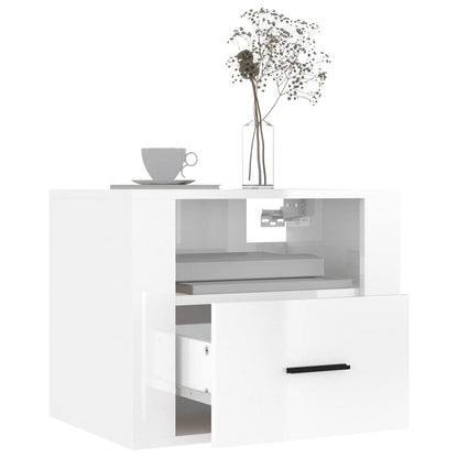 Wall-mounted Bedside Cabinet High Gloss White 50x36x40 cm