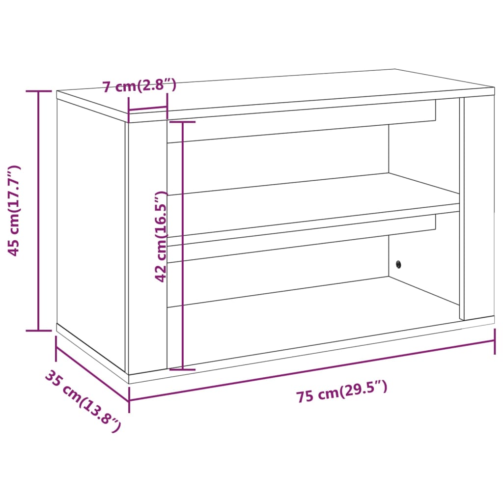 Shoe Rack Brown Oak 75x35x45 cm Engineered Wood