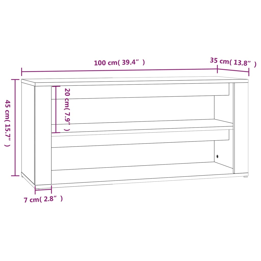 Shoe Rack Brown Oak 100x35x45 cm Engineered Wood