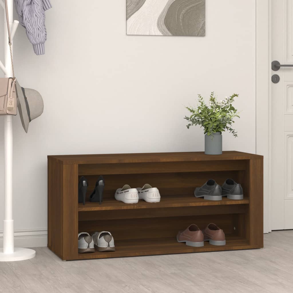 Shoe Rack Brown Oak 100x35x45 cm Engineered Wood