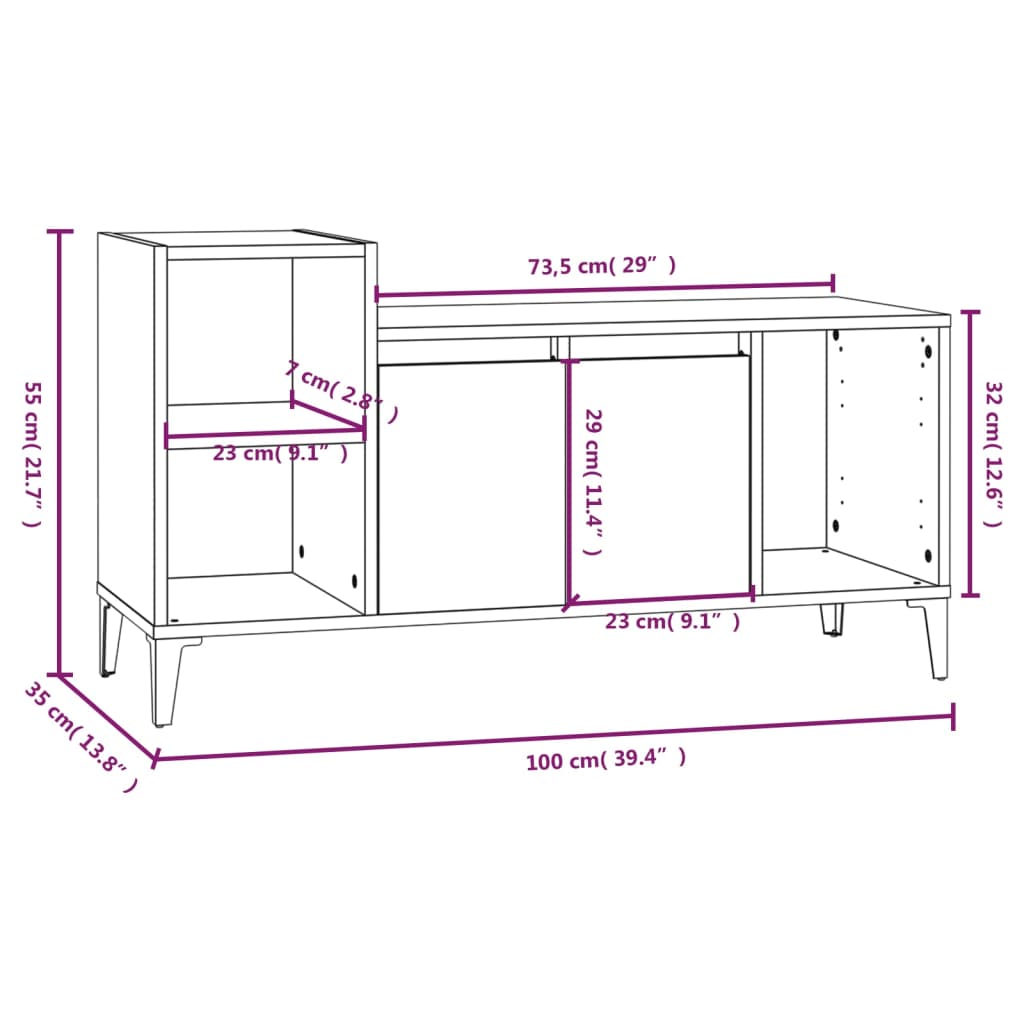 TV Cabinet Grey Sonoma 100x35x55 cm Engineered Wood