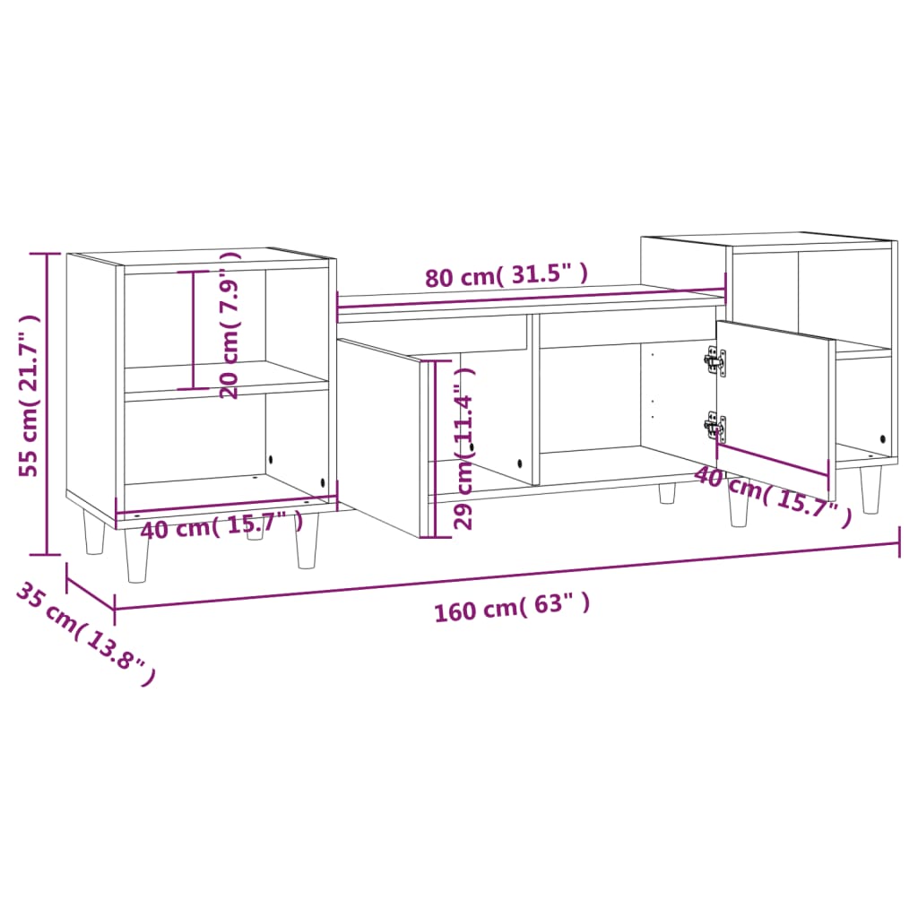 TV Cabinet Black 160x35x55 cm Engineered Wood