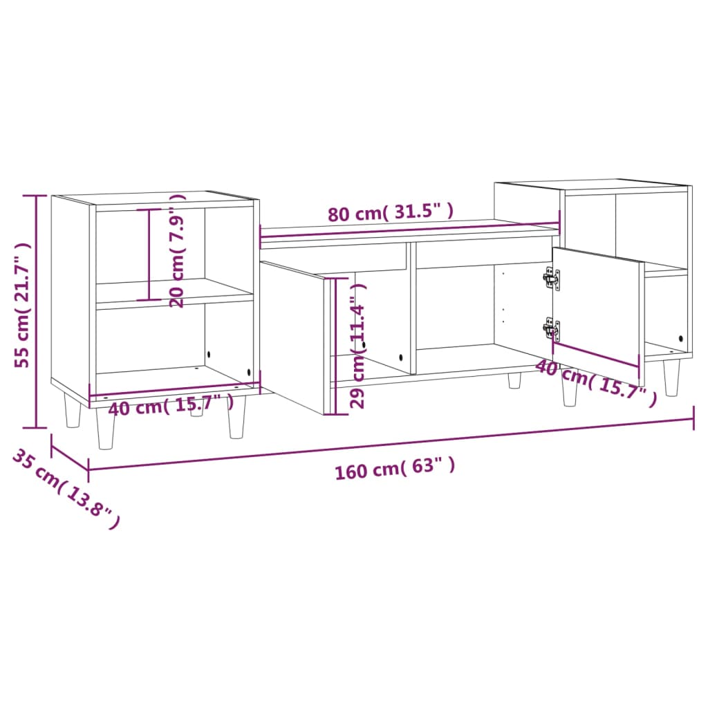 TV Cabinet Concrete Grey 160x35x55 cm Engineered Wood