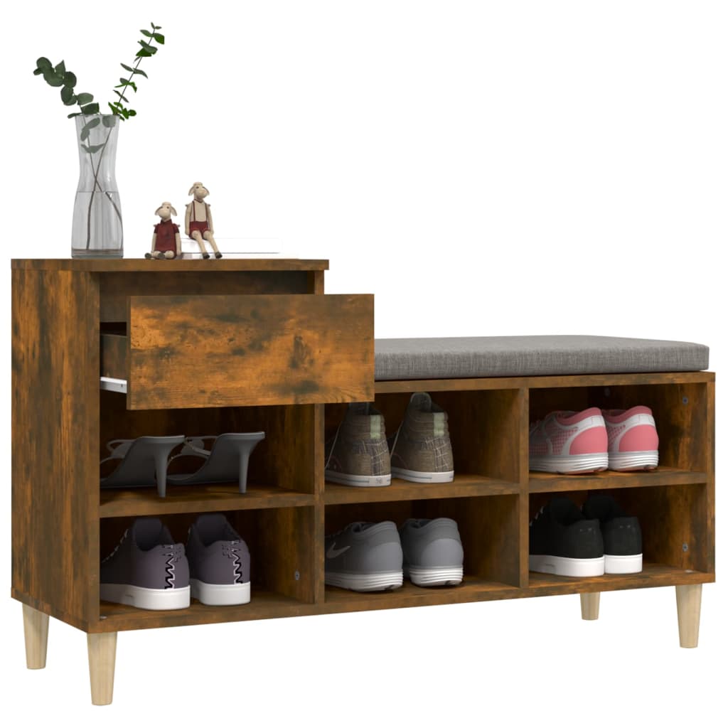 Shoe Cabinet Smoked Oak 102x36x60 cm Engineered Wood