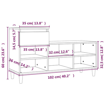 Shoe Cabinet Smoked Oak 102x36x60 cm Engineered Wood