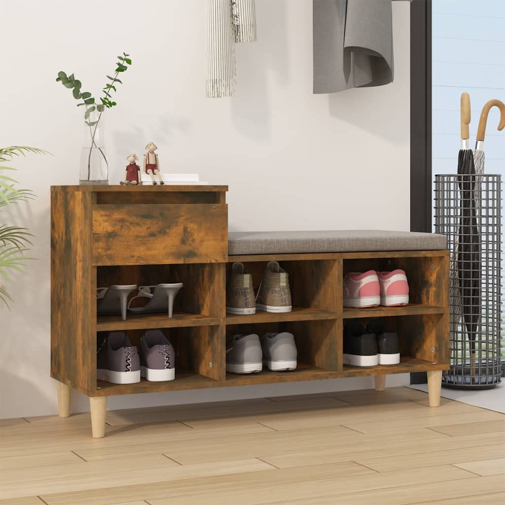 Shoe Cabinet Smoked Oak 102x36x60 cm Engineered Wood