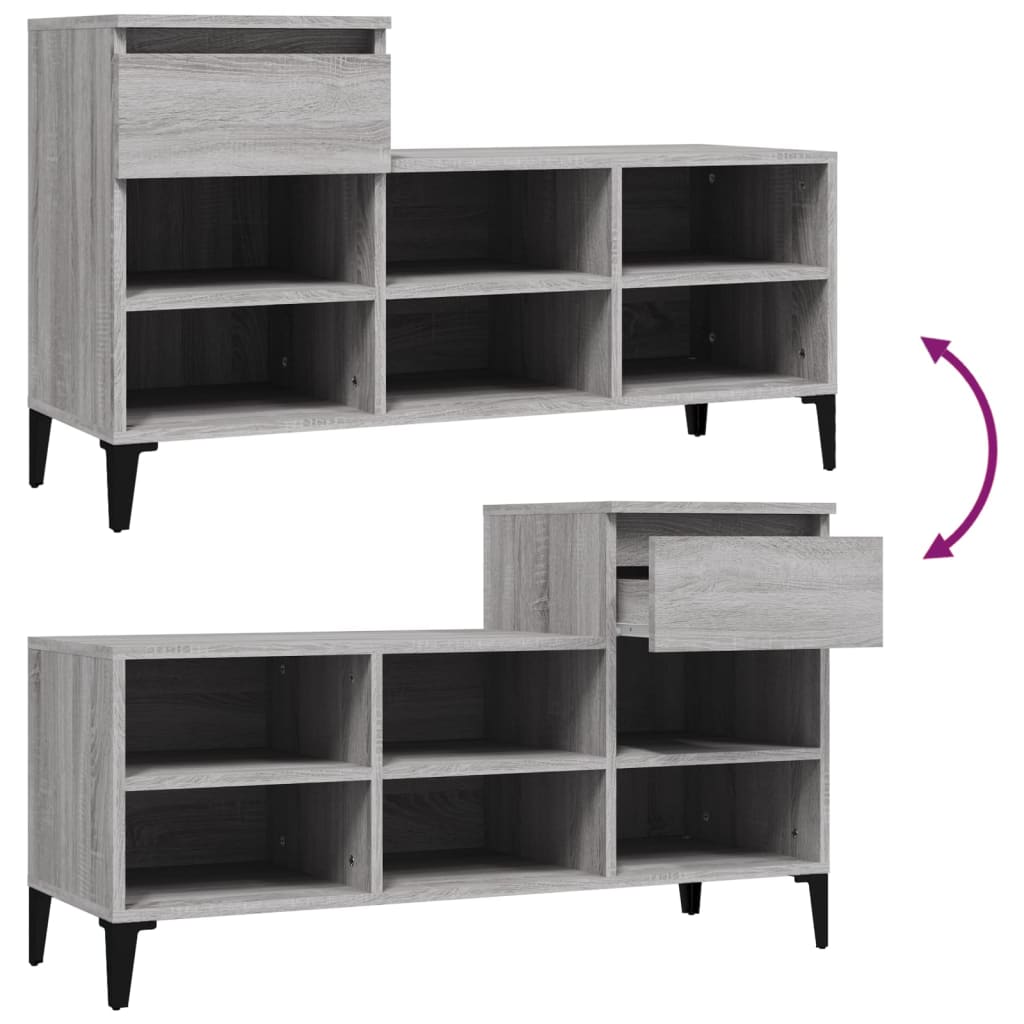 Shoe Cabinet Grey Sonoma 102x36x60 cm Engineered Wood